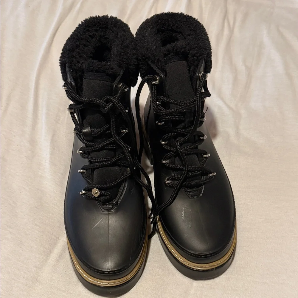 Marc Fisher Black Fur-Trimmed Ankle Boots - Picture 4 of 4